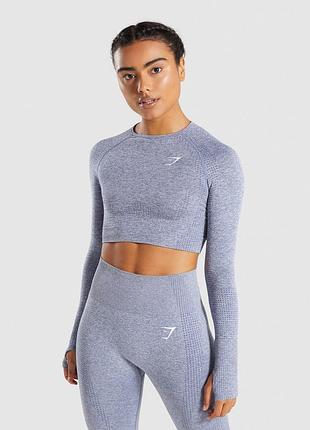 Бесшовный укороченный топ с длинными рукавами gymshark