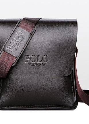 Мужская сумка планшетка поло на плечо, стильная сумка-планшетка polo черная барсетка коричневый