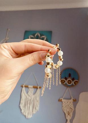 Сережки з підвісками намистини 9