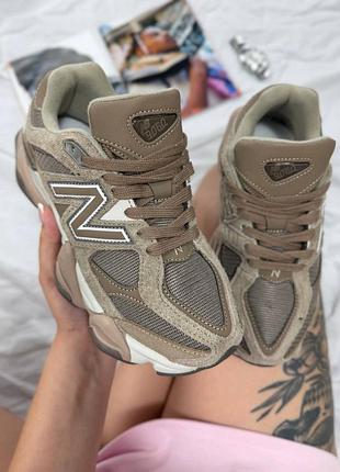 Кроссовки женские new balance 9060 hairy suede brown