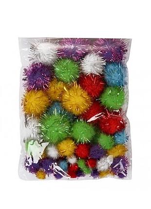 Декоративные помпоны с люрексом для творчества pom-poms-4, d-1,5/2.5 см, 20 шт