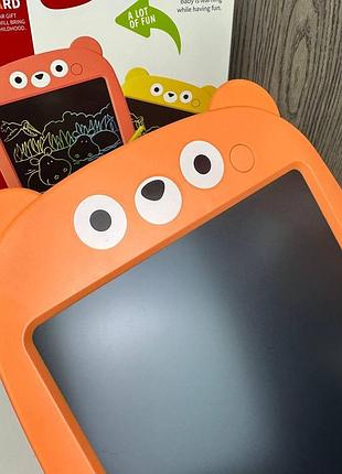 Детский планшет доска для рисования lcd медведь, планшетка для художества мишка детская 12 дюймов оранжевый 4