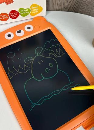 Детский планшет доска для рисования lcd медведь, планшетка для художества мишка детская 12 дюймов оранжевый 8