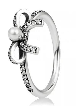 Серебряное кольцо пандора бантик pandora p.16.5, 18