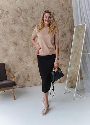 Женская футболка вязаная бежевая art knit