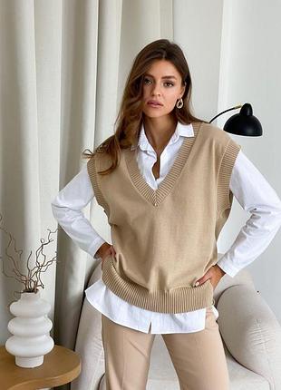 Жилетка вязаная женская бежевая art knit