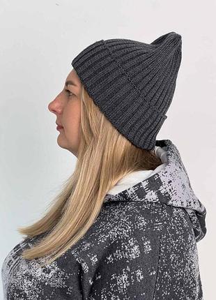 В'язана шапка жіноча графіт art knit