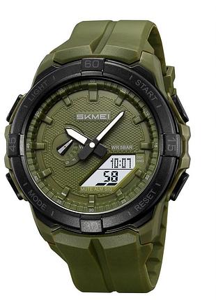 Чоловічий наручний годинник skmei 2583ag army green у мілітарі стилі з водозахистом