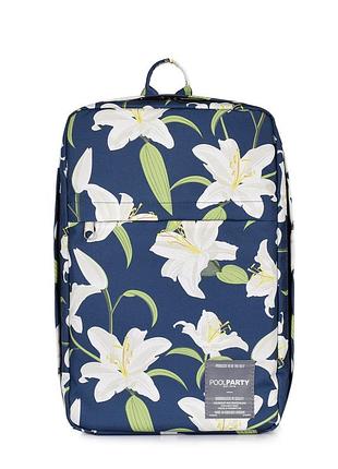 Рюкзак для ручной клади poolparty hub hub-lily 40x25x20см ryanair / wizz air / мау с лилиями