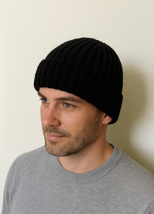 Шапка чоловіча в'язана чорна art knit