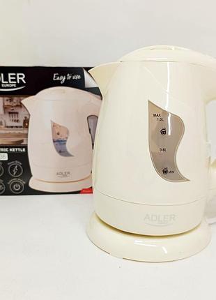 Електрочайник adler ad 08 1л 850вт beige