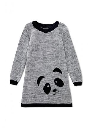Детское платье-туника панда серая art knit