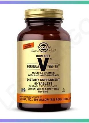 Мультивитаминный комплекс formula v vm-75 iron-free solgar 90 таблеток для укрепления иммунитета sku_dsn_2023-10-5655