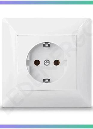 Розетка одинарная с заземлением titanum standard белая 250v 16a электрическая розетка для дома sku_oledim_tf-st-sk1g-w