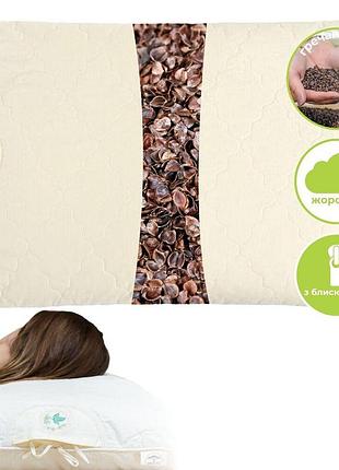 Подушка ортопедична ideia aromavita 50х70 з гречаною лузгою, гречане лушпиння, гречиха, з гречкою, з гречаним лушпинням та саше з