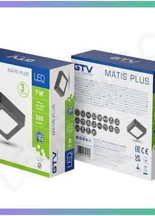 Світильник led gtv matis plus 7w 4000k накладний чорний для освітлення приміщень ip20 120° sku_oledim_ld-man07w-nbp-10