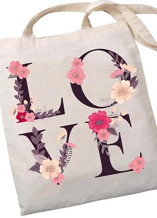 Эко-шоппер bookopt вк4072 love (цветы), бежевый