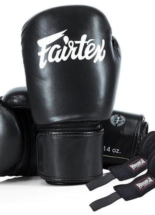 Боксерські рукавиці fairtex bgv27 black 10 унцій (бинти в комплекті)