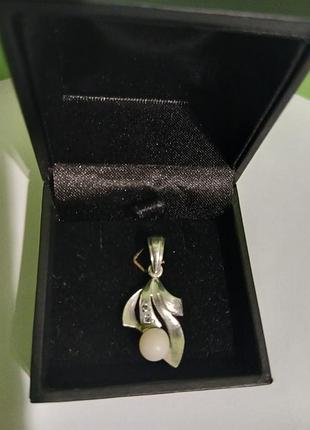 Кулон, подвеска винтажная, серебро 925° с 2 фианитами, в брендовой упаковке marc orian.