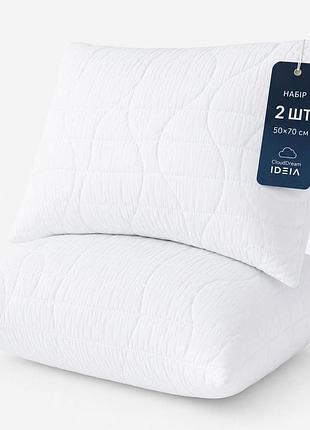 Набор подушек 2 шт 50х70 clouddream ideia искусственный пух, белый, гипоаллергенная подушка в коробці