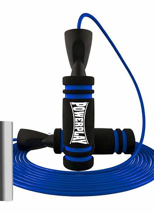 Скакалка скоростная powerplay 4212 x rope с утяжелителями черно/темно синяя (120г*2) 3м.