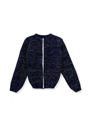 Детская кофта на молнии блеск синяя с люрексом art knit