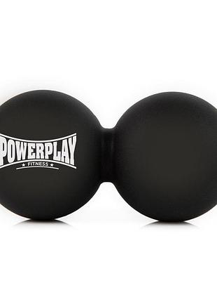 Масажний силіконовий подвійний м'яч powerplay pp-4355 silicone lacrosse peanut ball (6.3*12.6см.) чорний