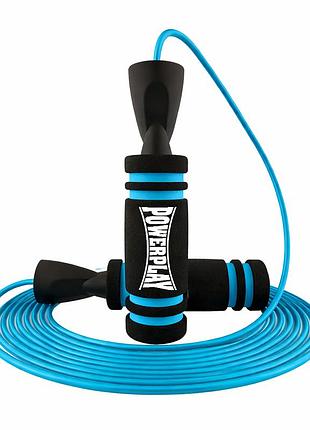 Скакалка скоростная powerplay 4213 jump rope черно/синяя 3м.