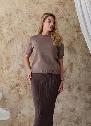 Женская футболка вязаная тауп art knit