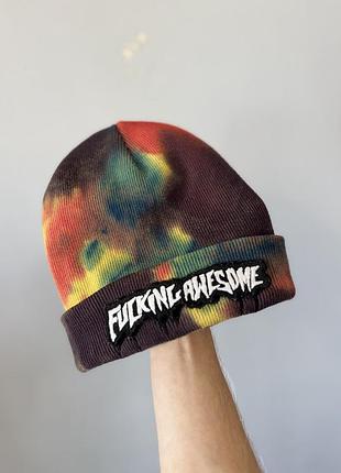 Шапка fucking awesome з тай-дай принтом