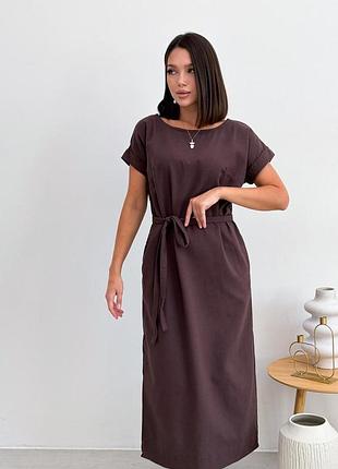 Платье женское свободного кроя шоколад маргарет art knit