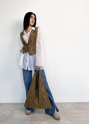Женская сумка шоппер python рыжая art knit 3