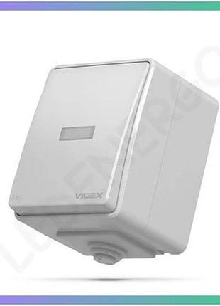 Выключатель наружный одноклавишный с подсветкой videx binera ip65 серый для влажных помещений 250v 10a sku_oledim_vf-bnw11l-g