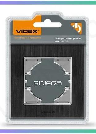 Рамка videx binera одинарная горизонтальная черный алюминий для выключателей и розеток серии binera sku_oledim_vf-bnfra1h-b