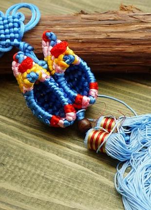 В'язані тапочки з пензлем блакитні великі