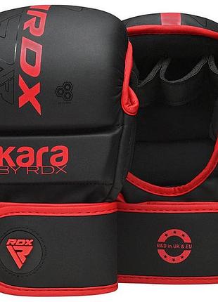 Перчатки для мма (греплинговые перчатки) rdx f6 kara matte red plus s/m