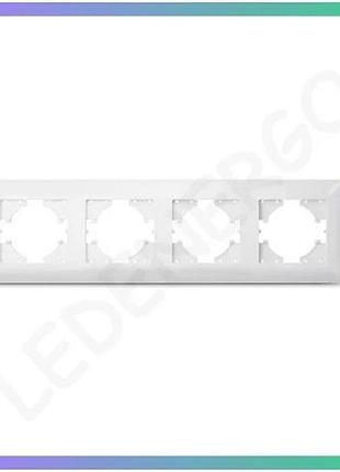 Рамка горизонтальная 4 места белая titanum standard для выключателей и розеток серии standard sku_oledim_tf-st-fr4h-w