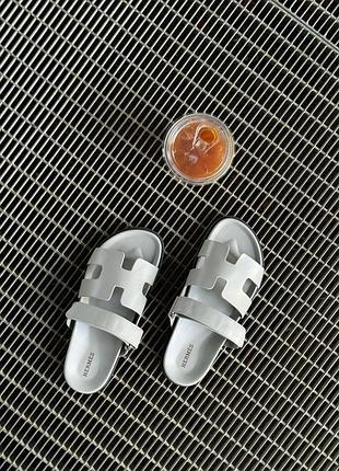 Hermes chypre sandals grey calfskin