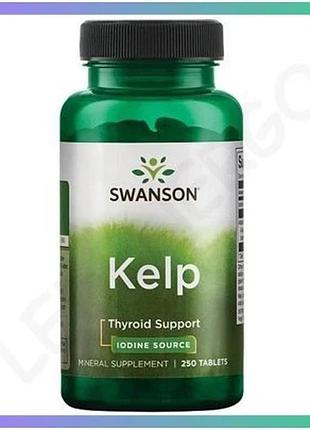Таблетки с йодом swanson kelp 225 мкг 250 шт для здоровья щитовидной железы морские водоросли sku_dsn_100-70-7269499-20