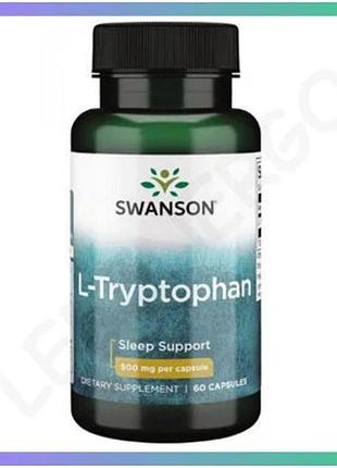 L-триптофан 500 мг 60 капсул swanson для поддержания уровня серотонина и спокойного сна sku_dsn_100-77-1118504-20