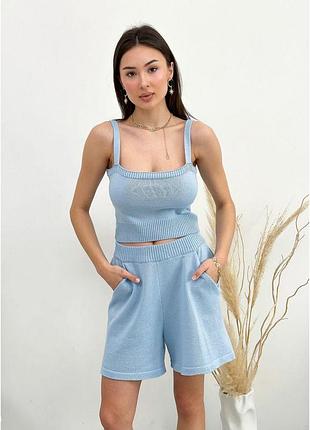Топ в'язаний прямий joy небесний art knit