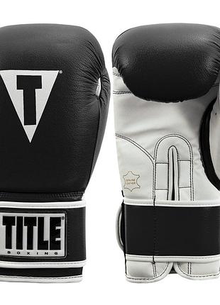 Боксерские перчатки title boxing pro style leather gloves3.0 black/white 14 oz (бинты 4м. в комплекте) 5