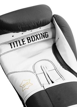 Боксерские перчатки title boxing pro style leather gloves3.0 black/white 14 oz (бинты 4м. в комплекте) 8
