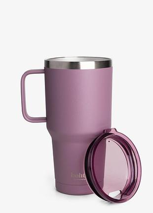 Термостакан (изолированная чашка) bohtal с ручкой из нержавеющей стали tumbler plum 900 ml