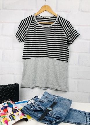 Футболка с имитацией топа в полоску