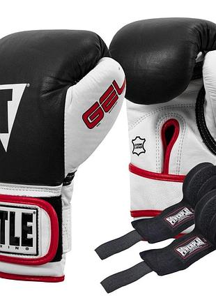 Боксерські рукавиці title boxing gel world black m 12oz (бинти 4м. в комплекті)