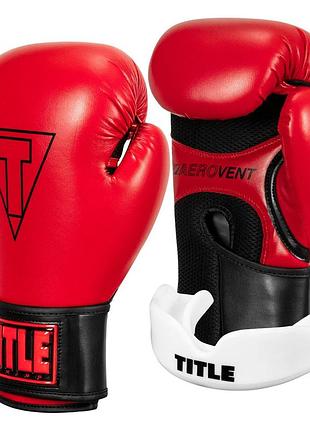 Боксерські рукавиці title boxing vegan gloves red/black 14 oz (капа в комплекті)