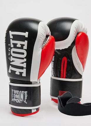 Боксерські рукавиці leone gn333 logo wacs black 12 унцій (капу в комплекті)