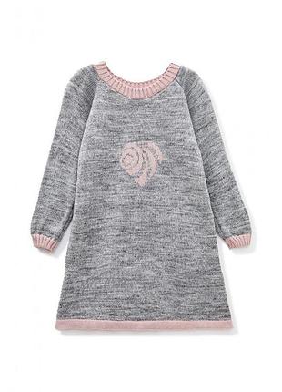 Детское платье-туника сердце серое art knit