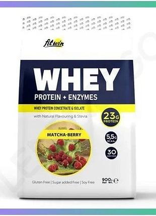 Сывороточный протеин fitwin whey 900г вкус матча-ягода для наращивания мышечной массы и восстановления sku_dsn_2024-11-0113